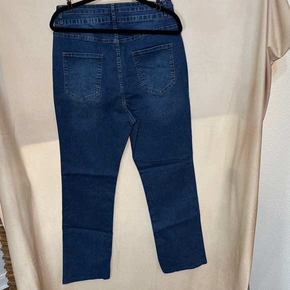 Dark Blue Straight Leg Women's Jeans - Picture 4 of 6
